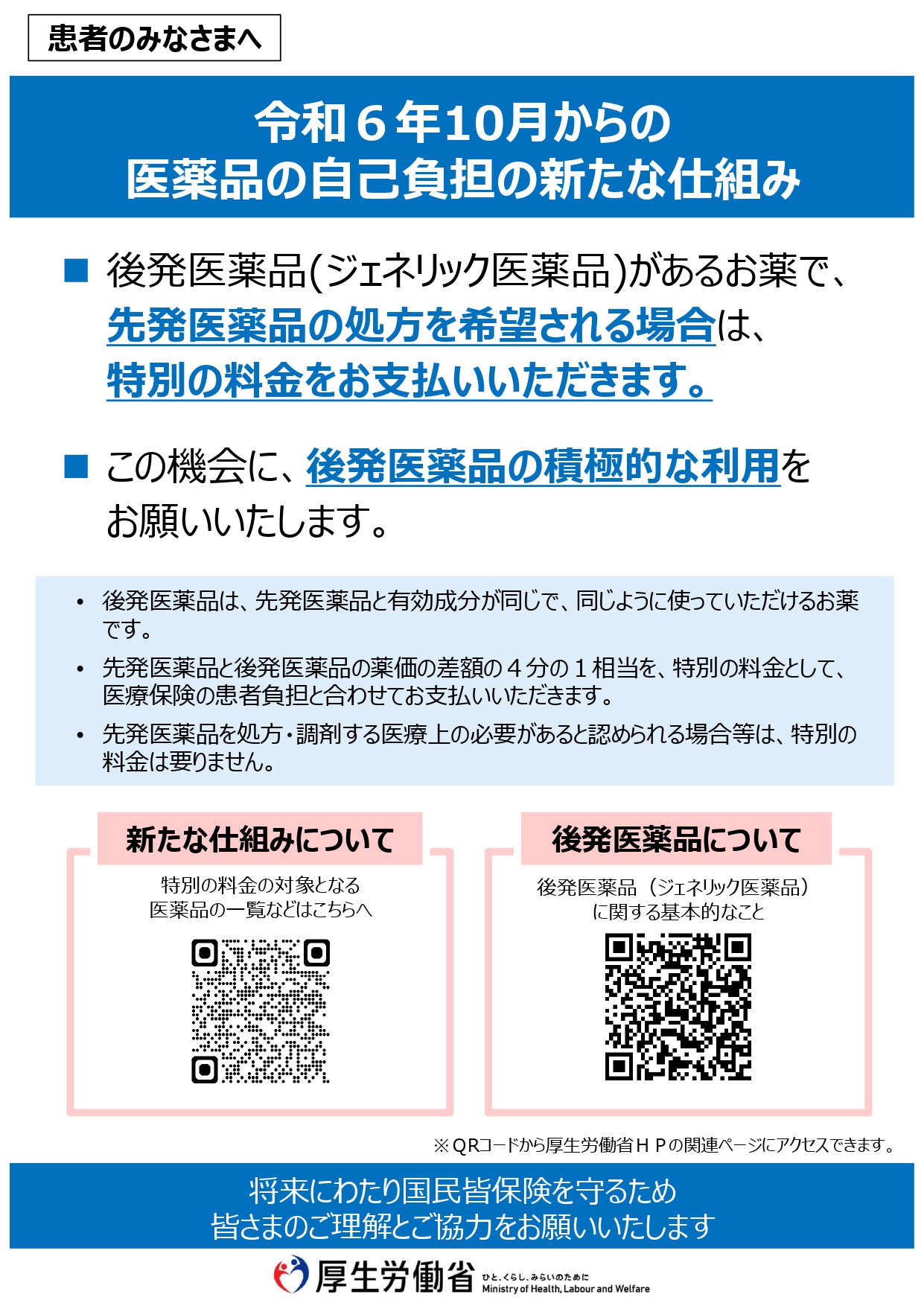 令和６年１０月からの医薬品自己負担の新たな仕組み