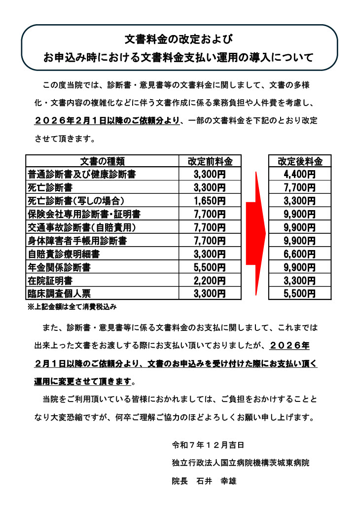 文書料金の改定およびお申込み時における文書料金支払い運用の導入について